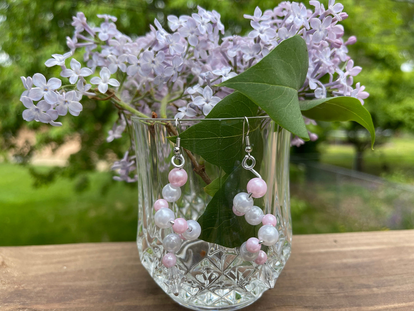 Pink Pearl Spiral Earrings
