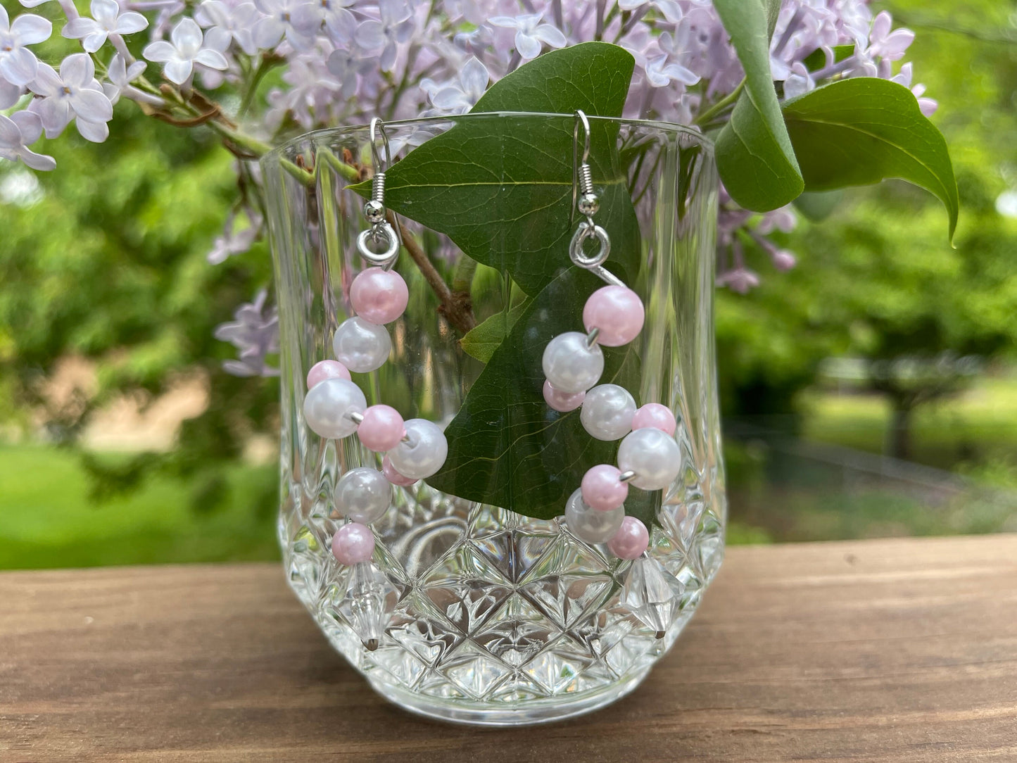 Pink Pearl Spiral Earrings