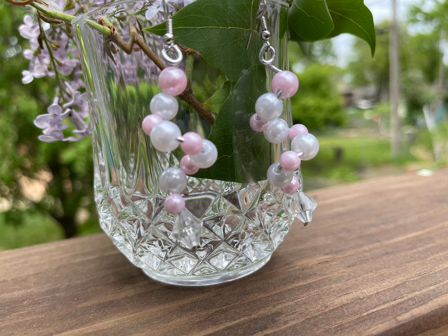 Pink Pearl Spiral Earrings