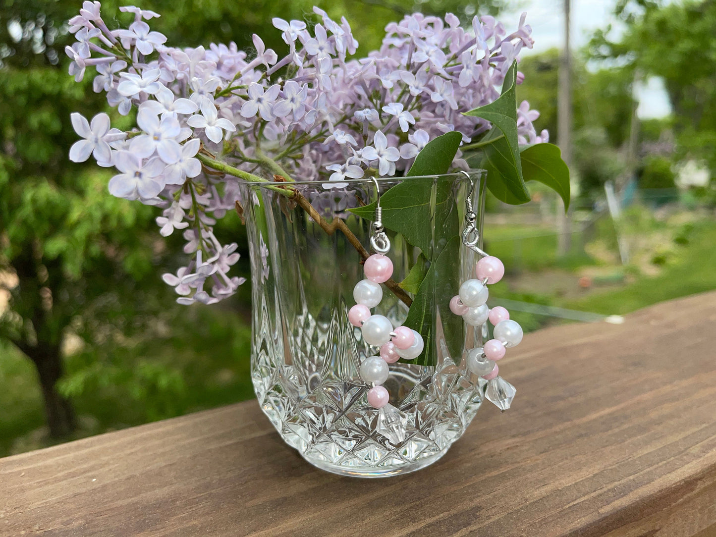 Pink Pearl Spiral Earrings