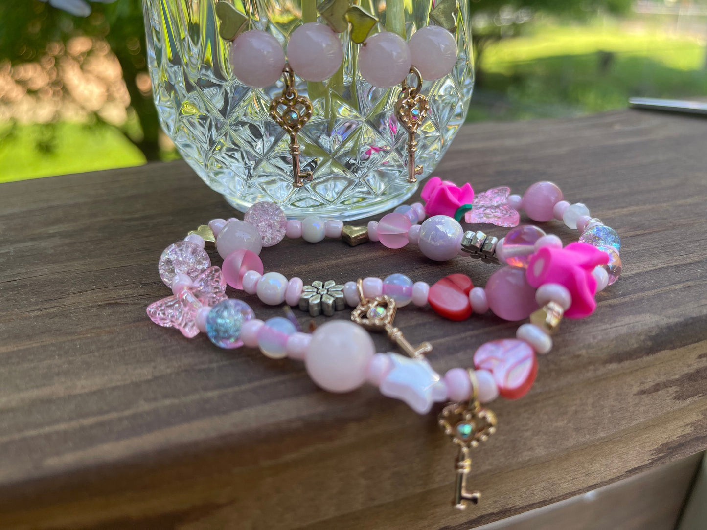 Key To Your Heart - Rose Quartz Love Bracelet and Earring Set