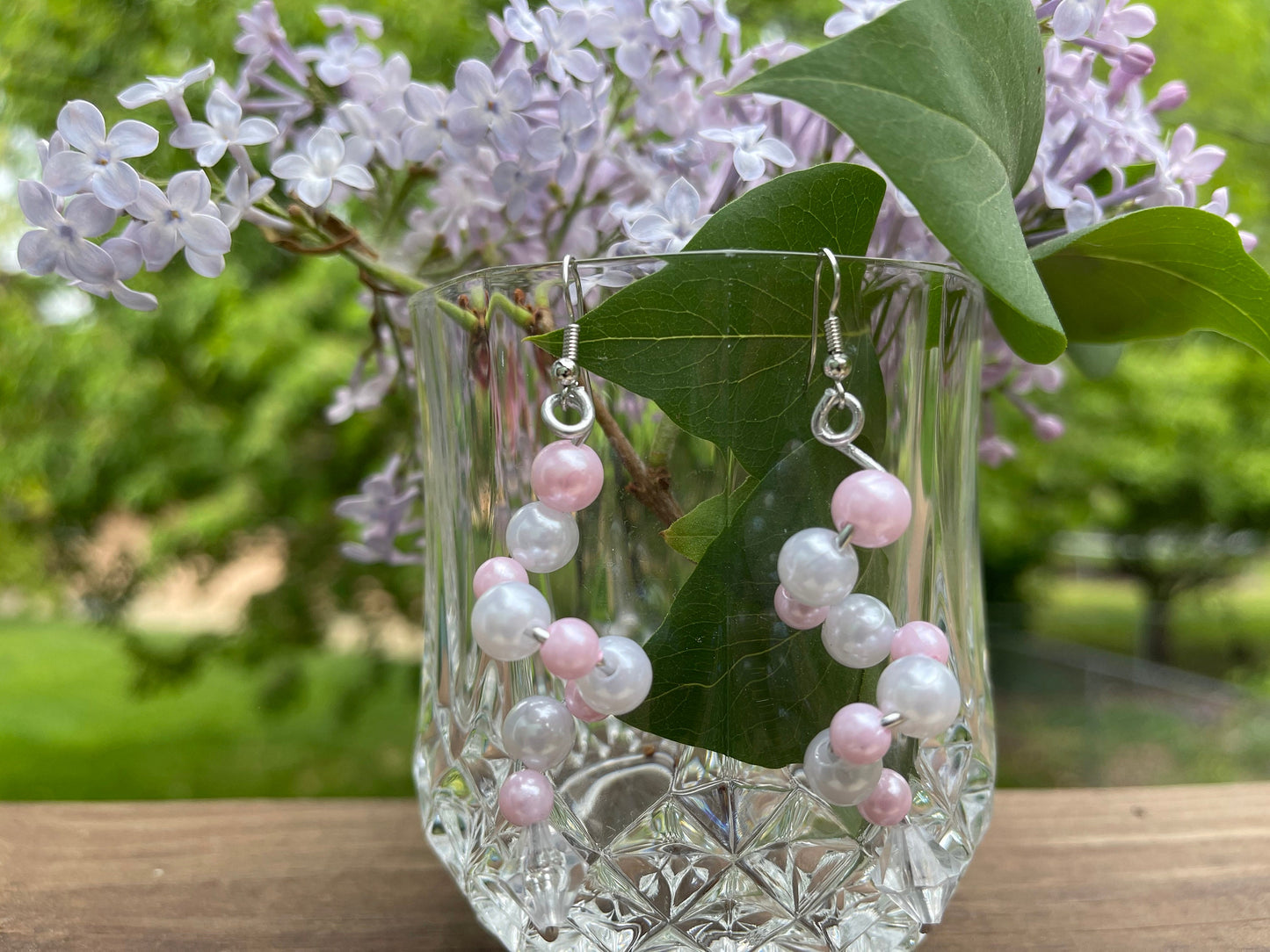 Pink Pearl Spiral Earrings