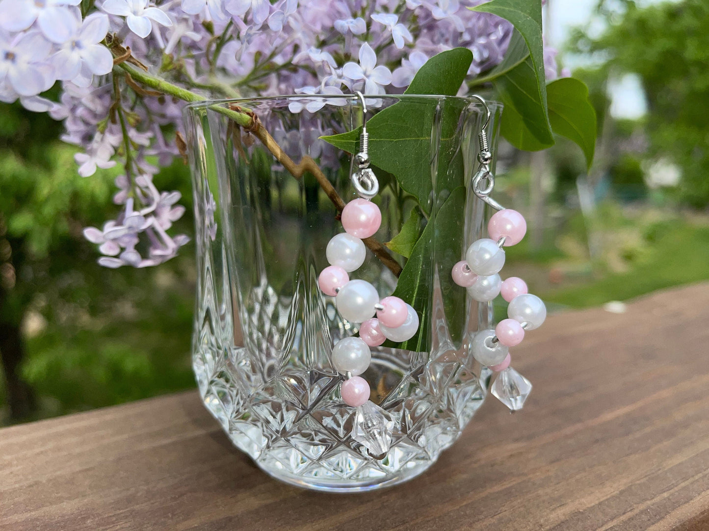 Pink Pearl Spiral Earrings