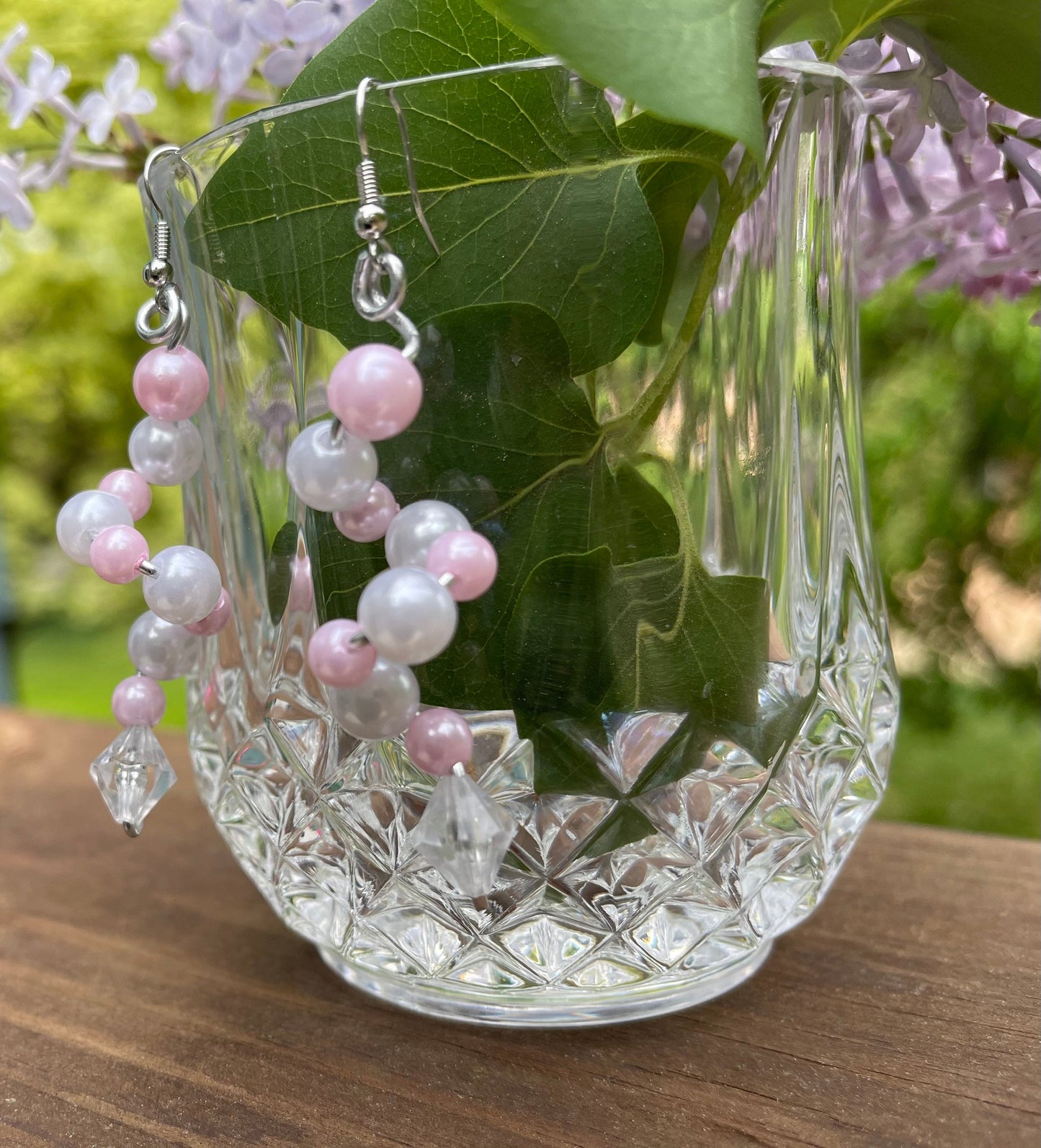Pink Pearl Spiral Earrings