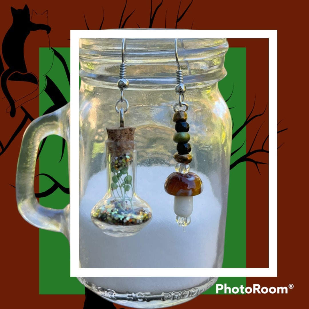 Mismatched Mushroom Witch’s Brew Earrings