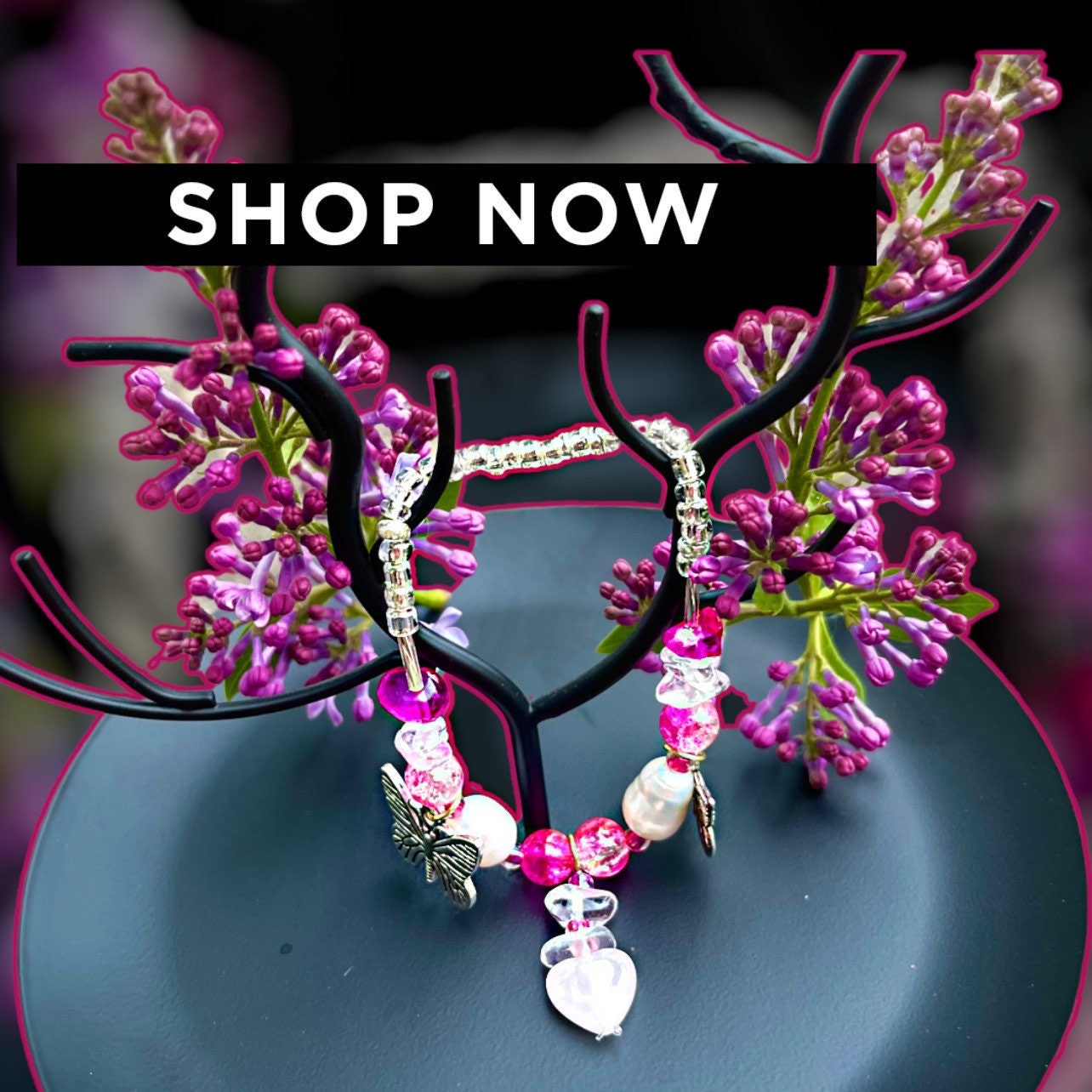 Flutter Hearts - Butterfly Pearl Rose Quartz Pink Bracelet