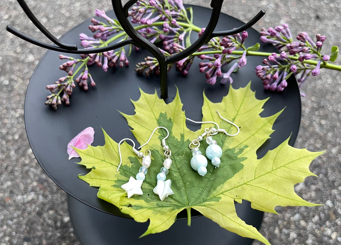 Stars and Spheres Baby Blue Drop Earrings 2-Pack