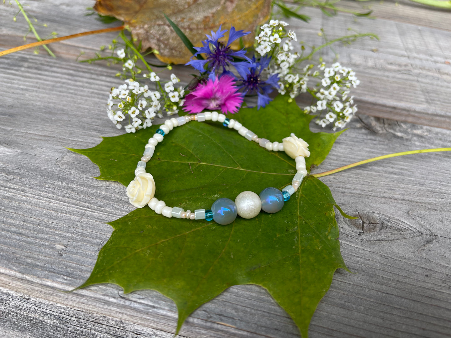 Priscilla - Baby Blue Rose Bracelet