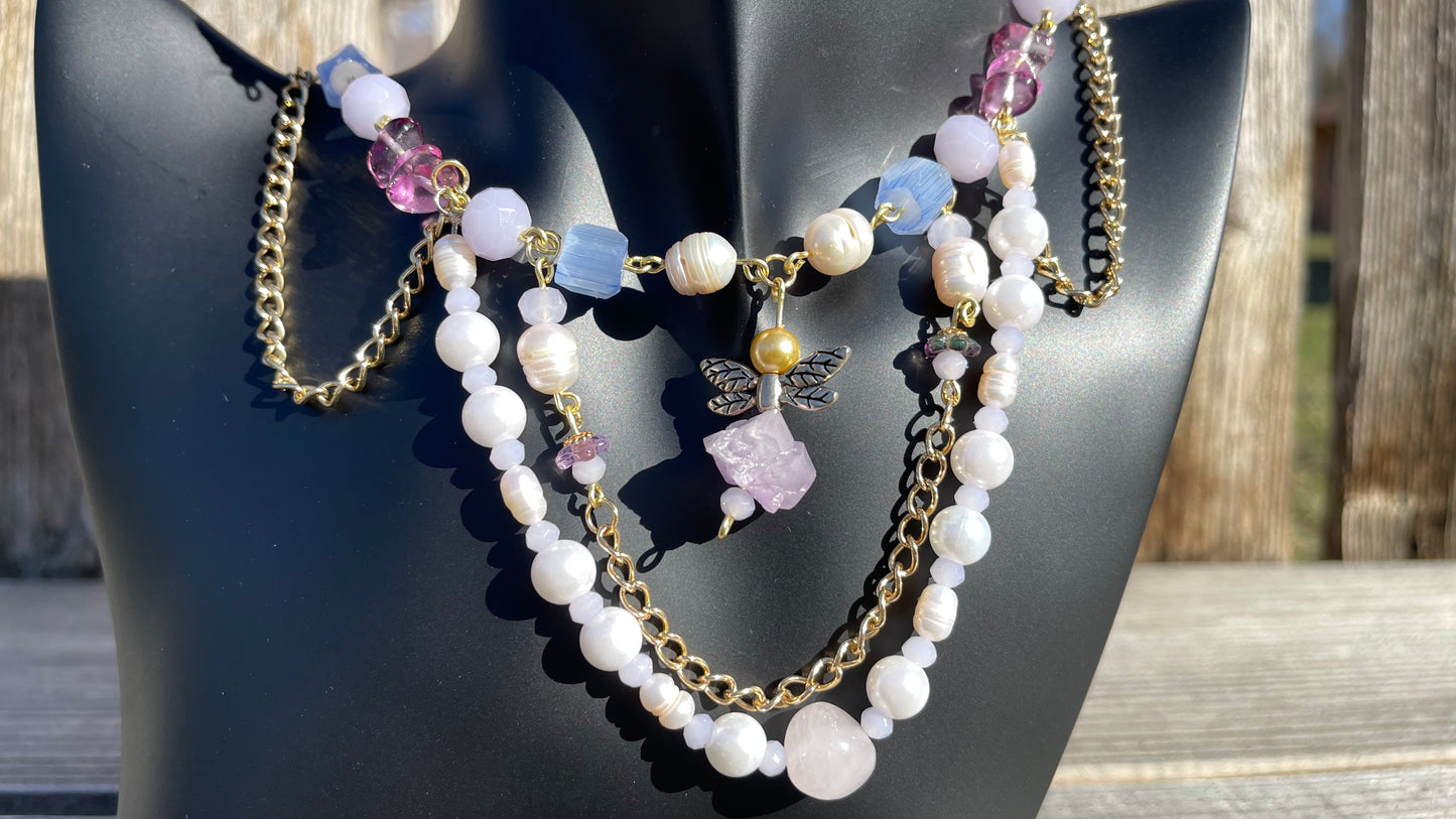 Lavender Dragonflies - Amethyst and Freshwater Pearl Jewelry Set