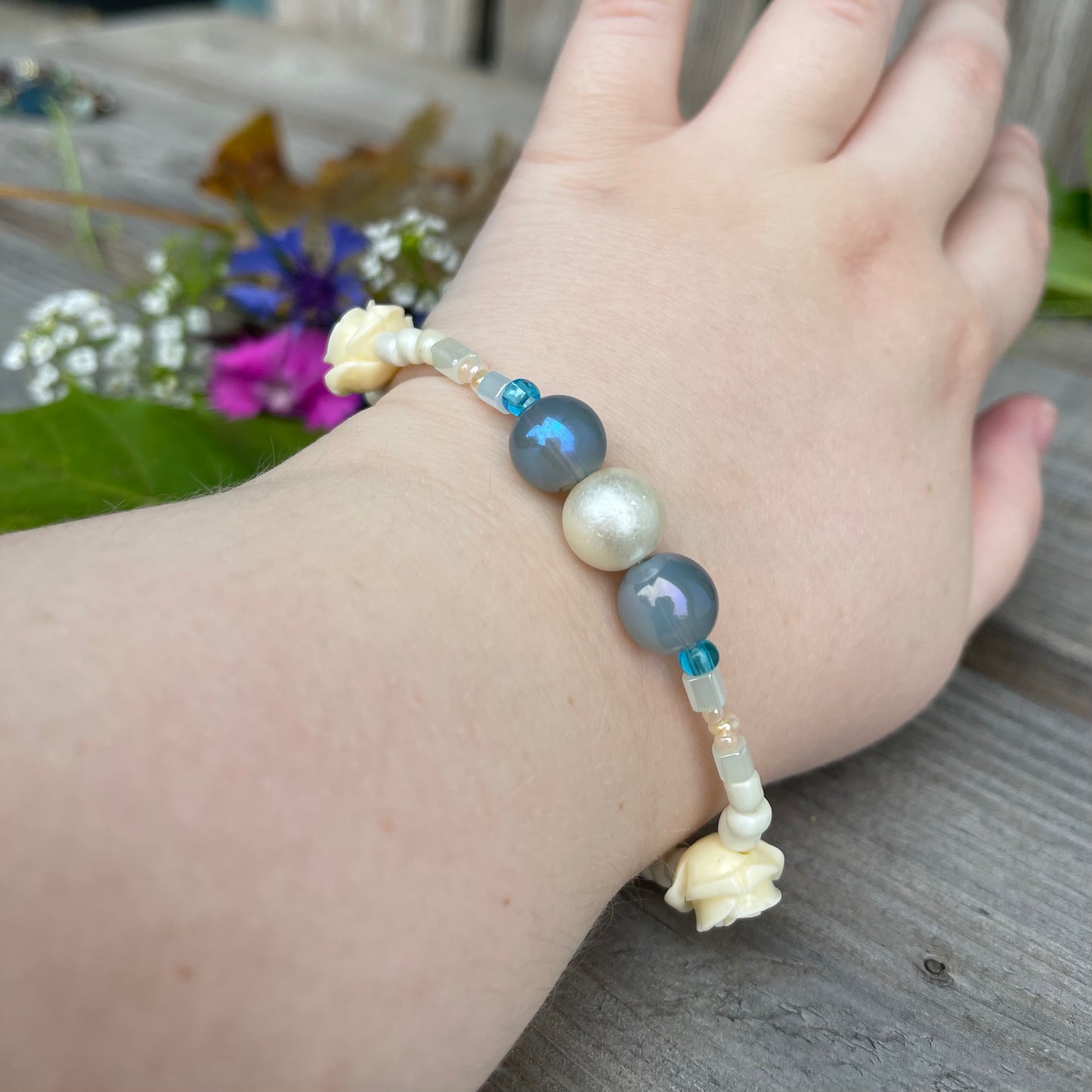 Priscilla - Baby Blue Rose Bracelet
