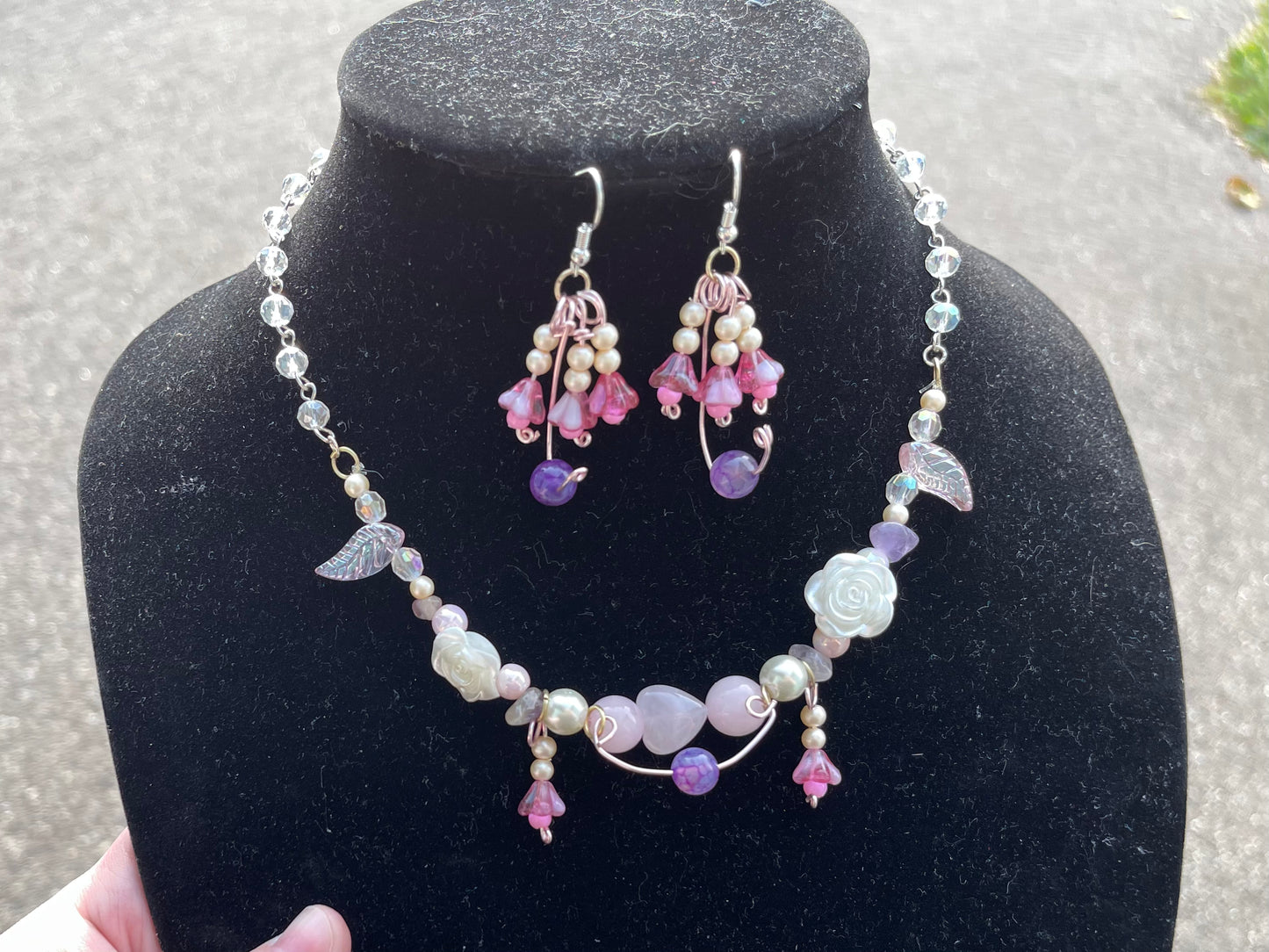 Pink Blossom Rose Quartz Jewelry Set