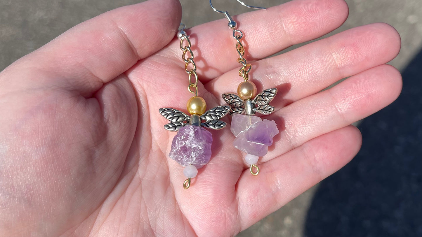 Lavender Dragonflies - Amethyst and Freshwater Pearl Jewelry Set