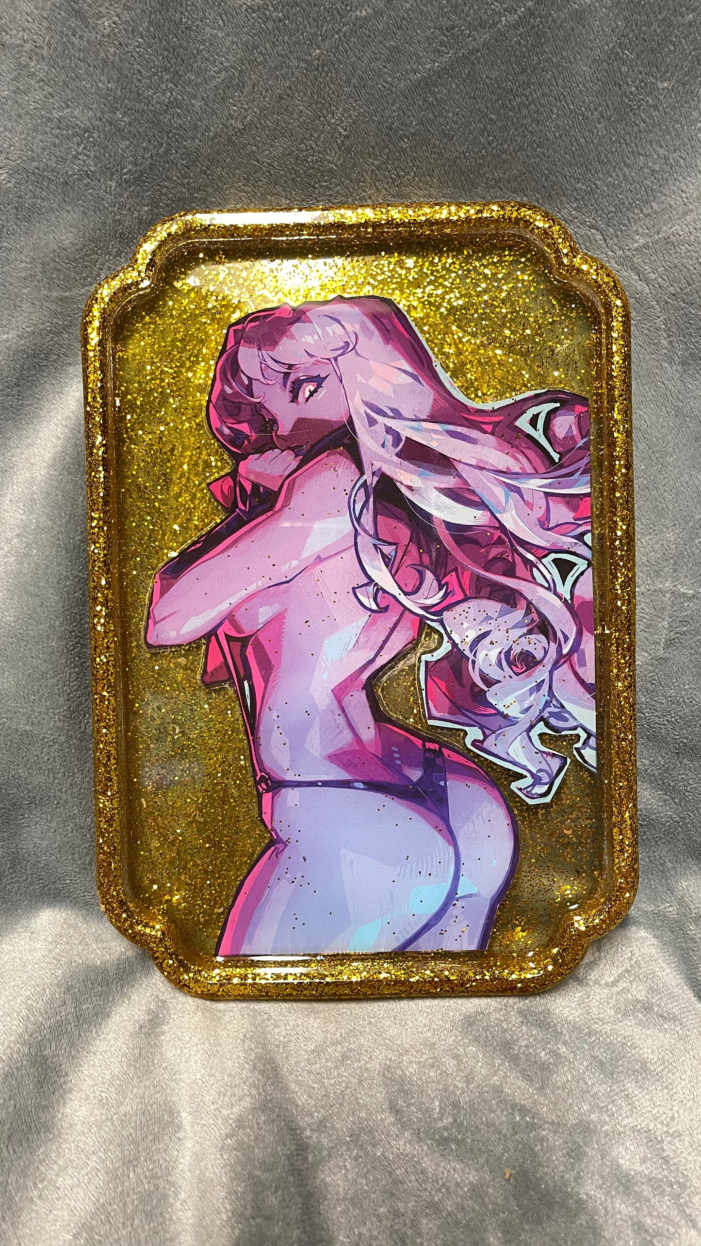 Golden Comic Book Resin Large Tray