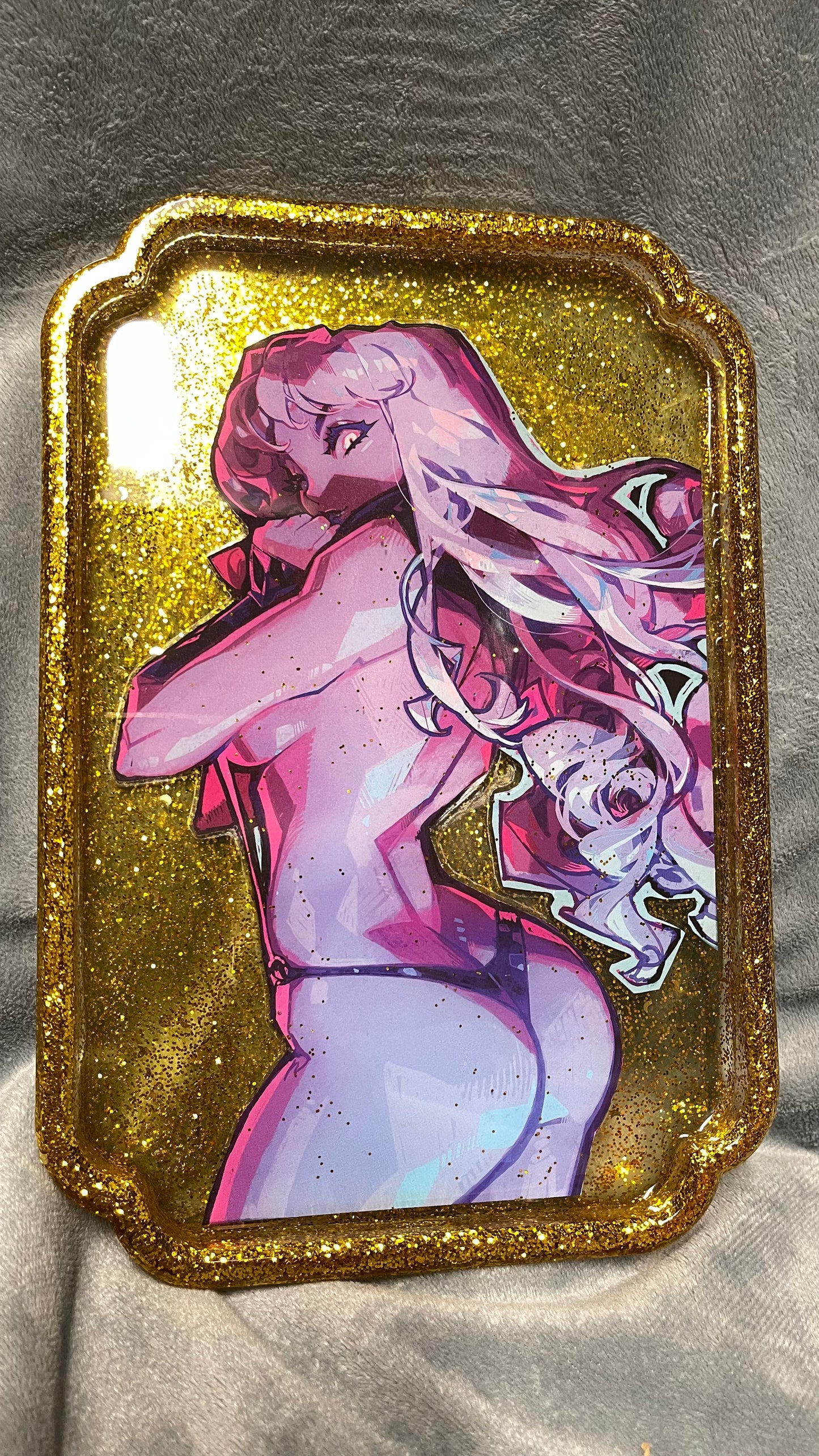 Golden Comic Book Resin Large Tray