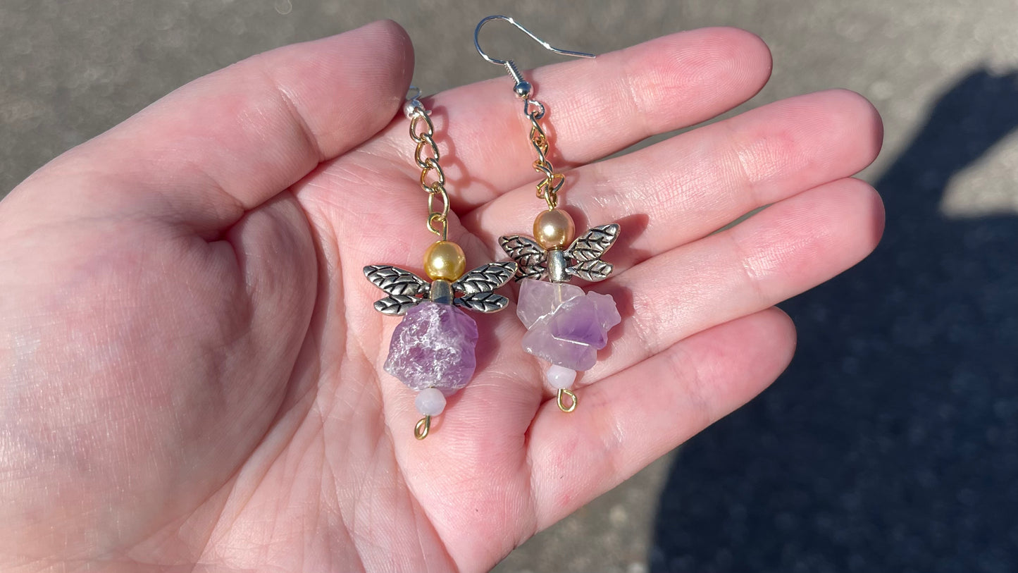 Lavender Dragonflies - Amethyst and Freshwater Pearl Jewelry Set