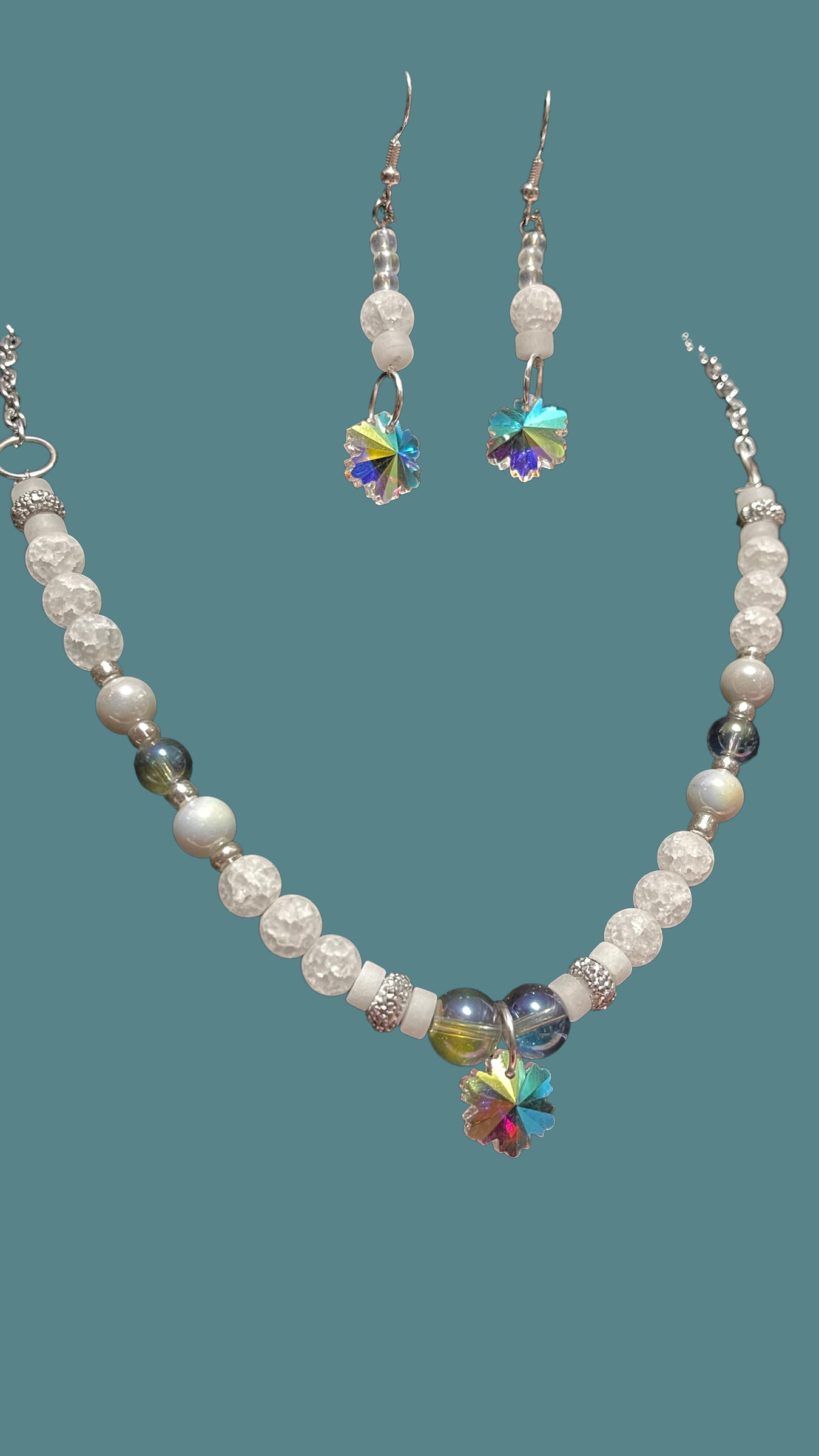 Snowflake Crystal Necklace and Earring Set
