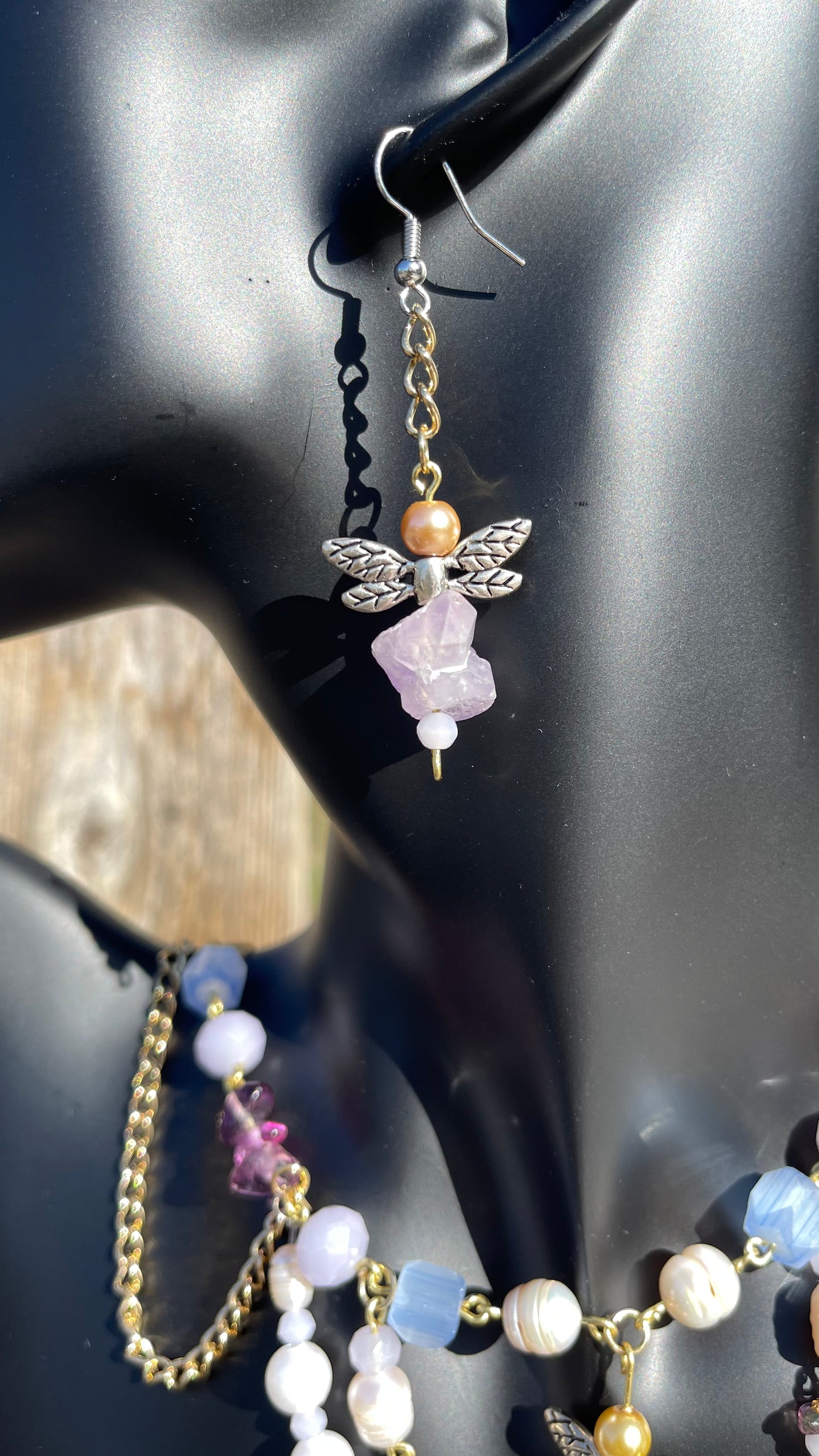 Lavender Dragonflies - Amethyst and Freshwater Pearl Jewelry Set