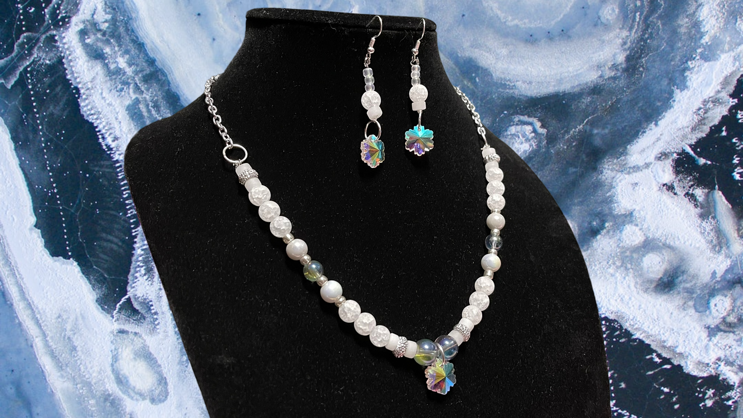 Snowflake Crystal Necklace and Earring Set