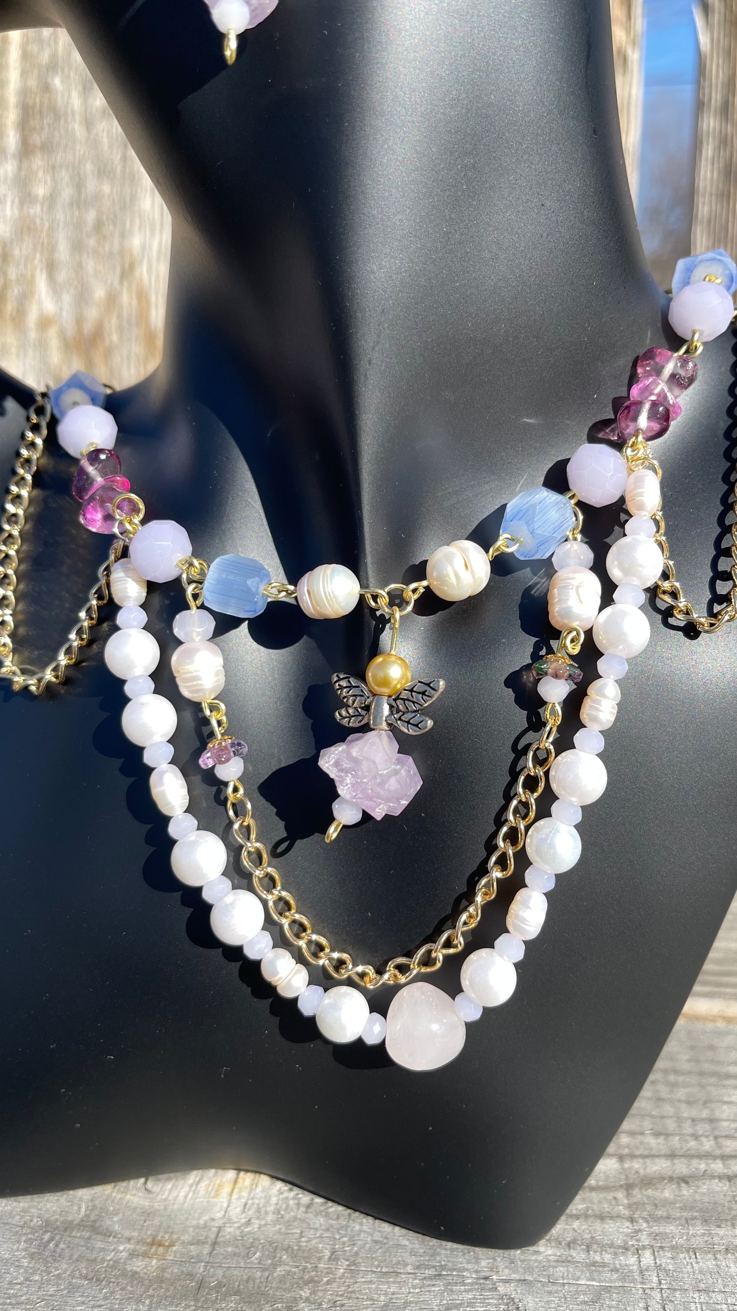 Lavender Dragonflies - Amethyst and Freshwater Pearl Jewelry Set