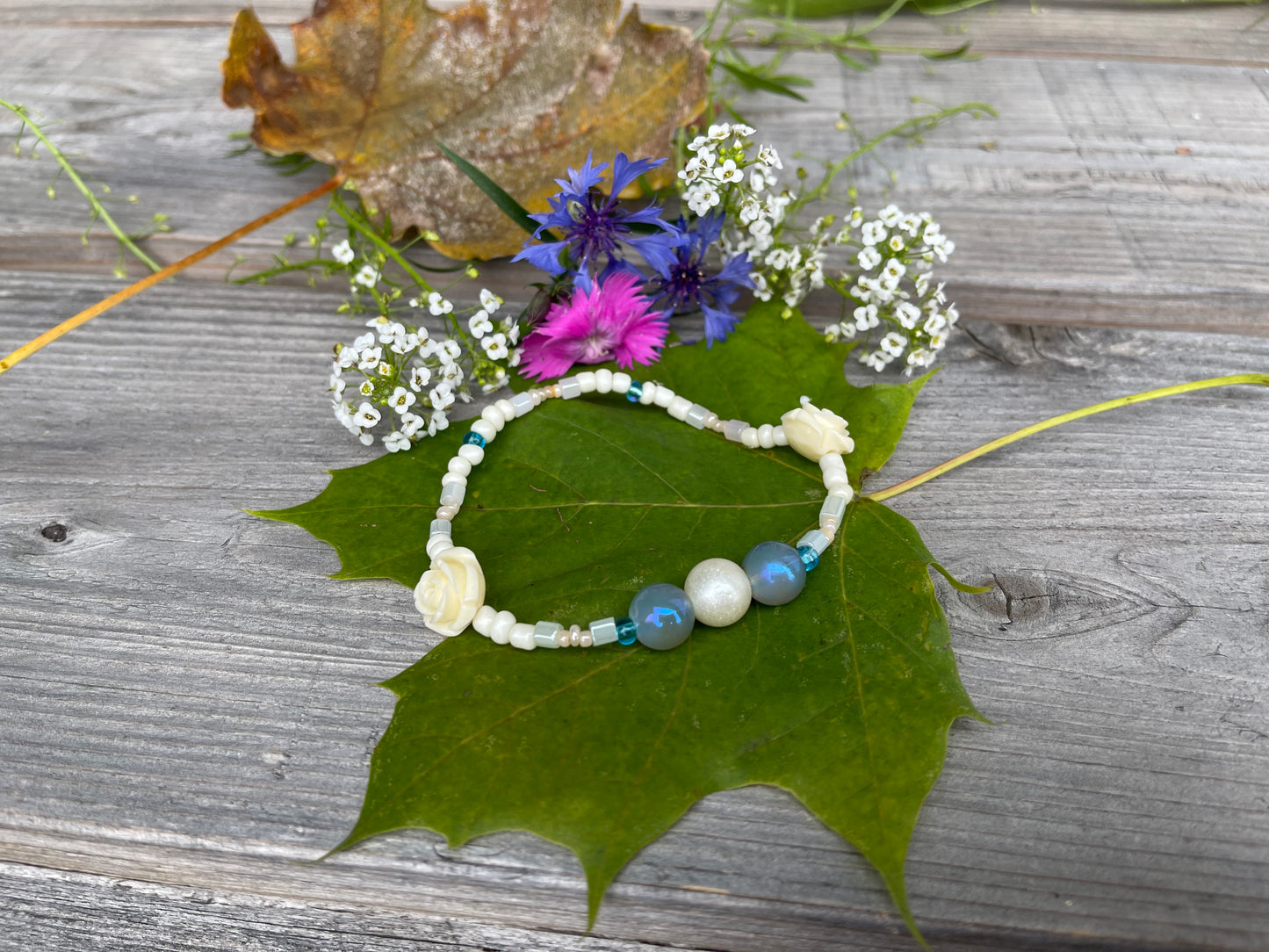 Priscilla - Baby Blue Rose Bracelet