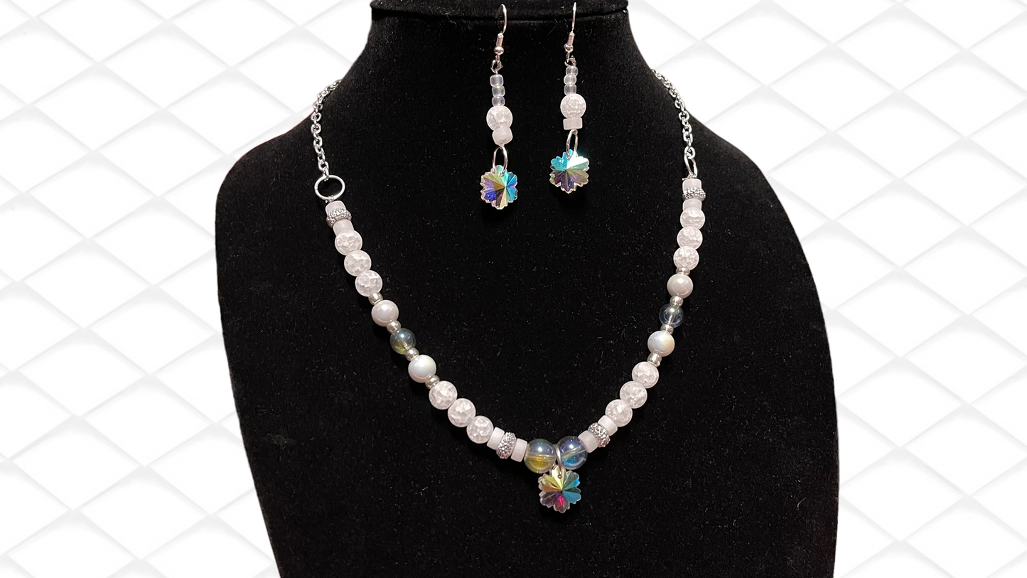 Snowflake Crystal Necklace and Earring Set
