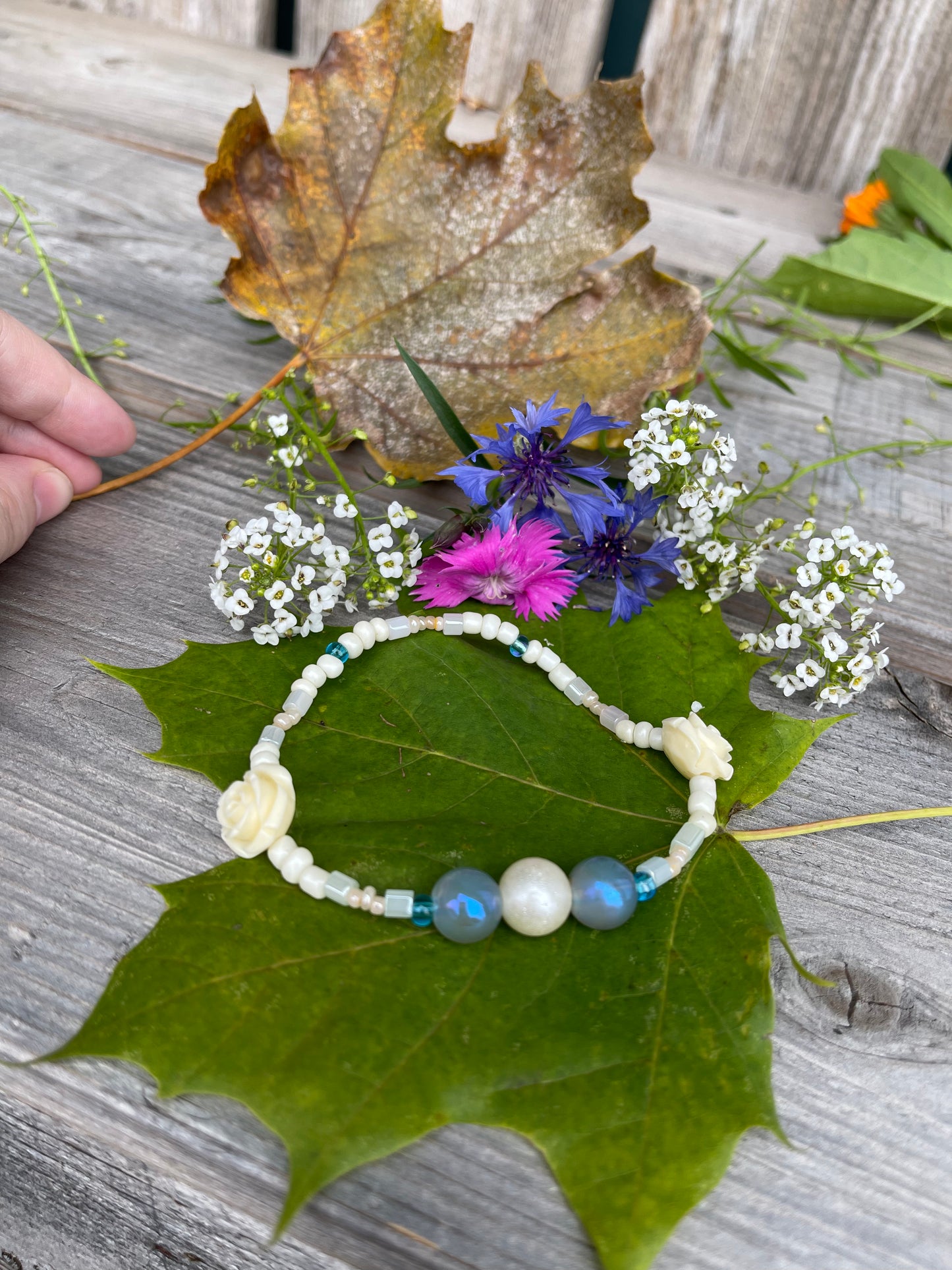 Priscilla - Baby Blue Rose Bracelet