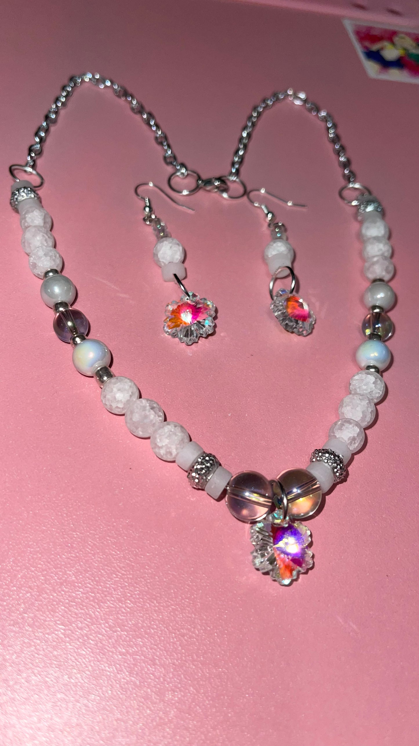 Snowflake Crystal Necklace and Earring Set