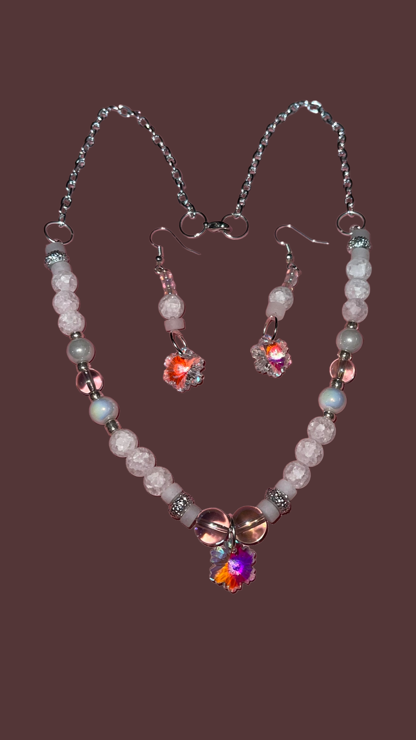 Snowflake Crystal Necklace and Earring Set