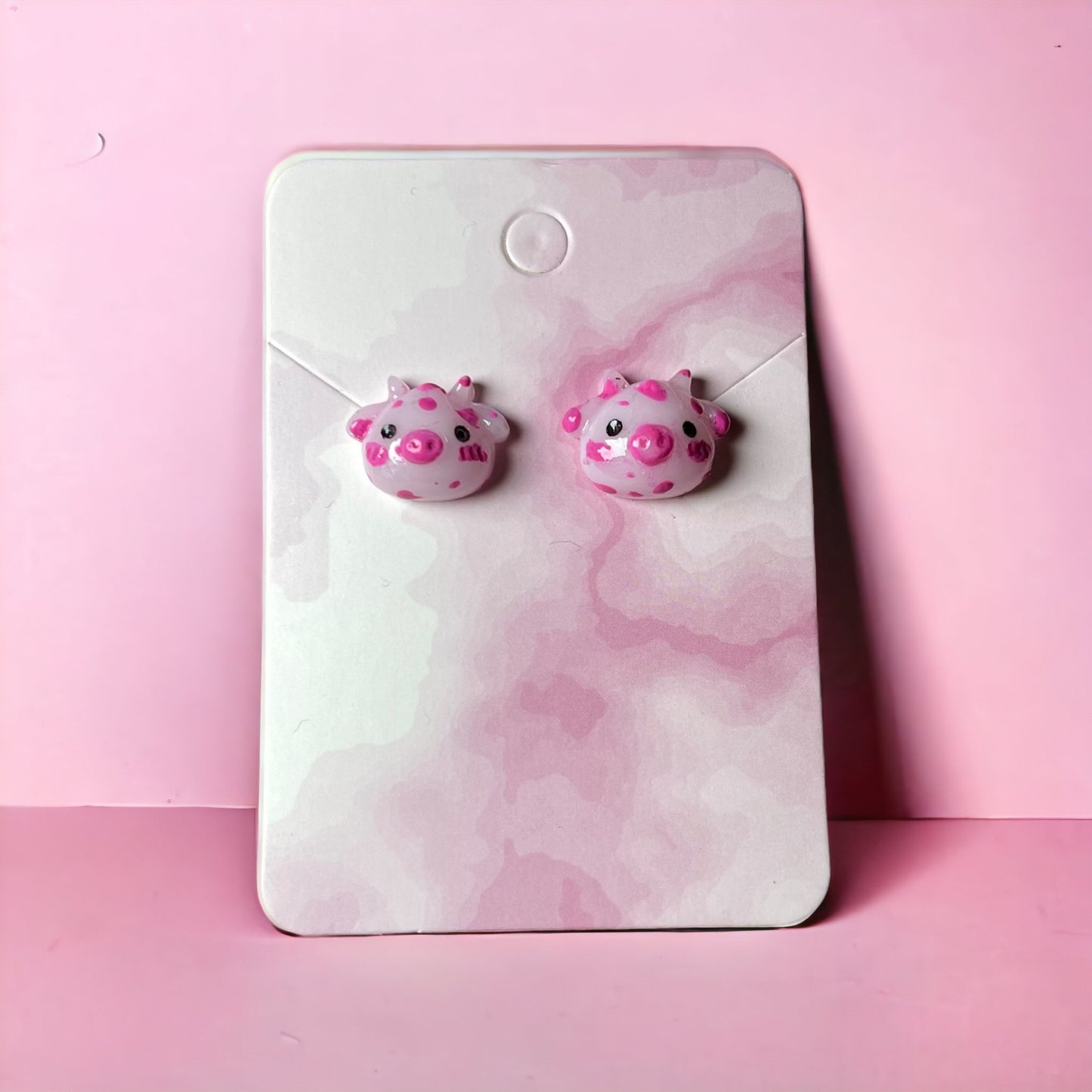 Chocolate, Strawberry, and White Milk Cow Stud Earrings 3-Pack