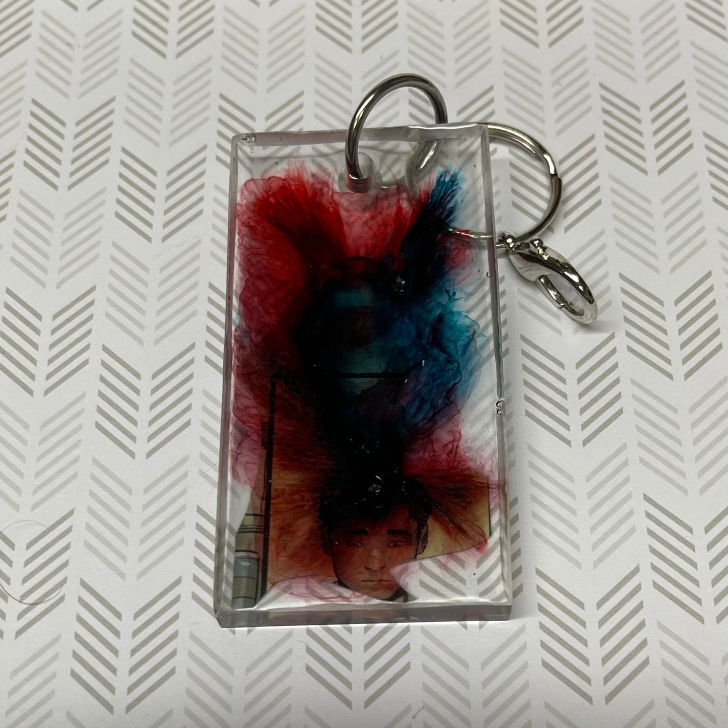 Red and Blue Comic Book Resin Keychain