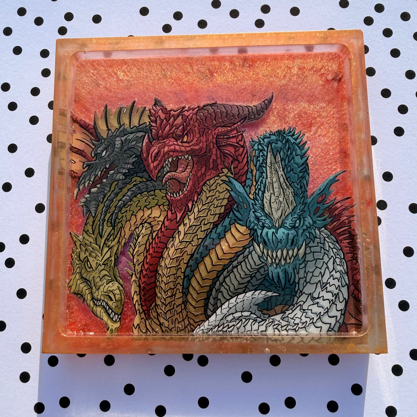 Scary Dragon Comic Book Resin Coaster