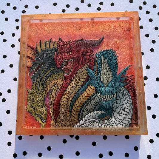 Scary Dragon Comic Book Resin Coaster