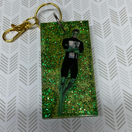 Super Green Comic Book Resin Keychain