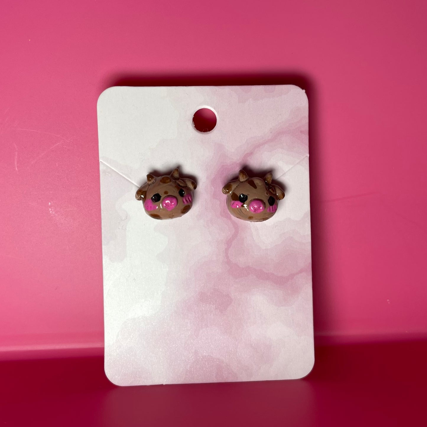 Chocolate Milk Cow Stud Earrings