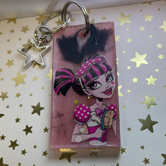 Pink Monster Girl Resin Keychain