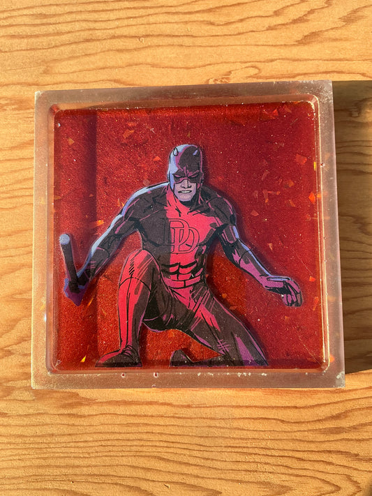 Red Daring Comic Book Resin Coaster