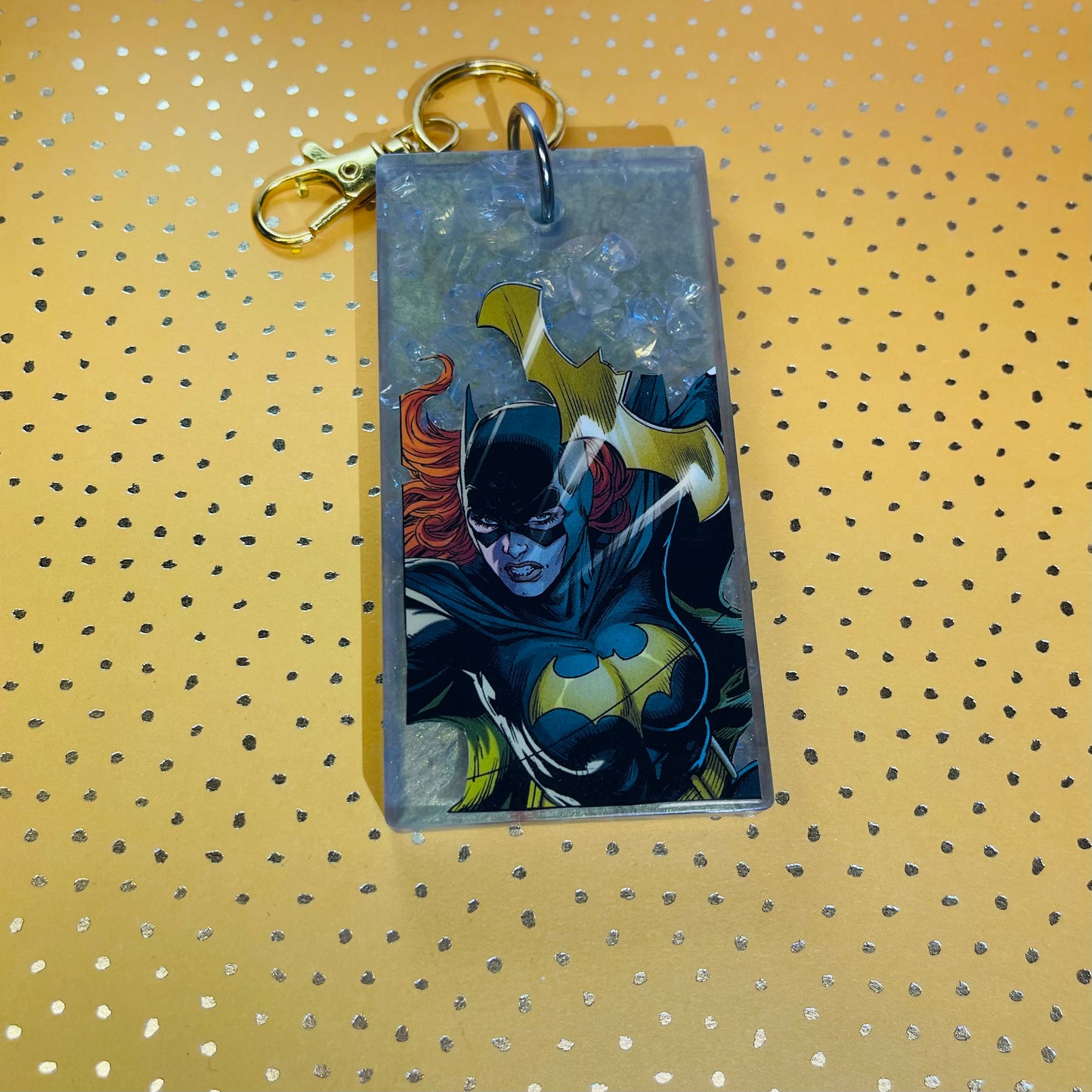 Golden Large Comic Book Resin Keychain