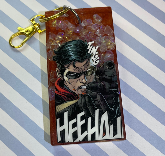 Red Large Comic Book Resin Keychain