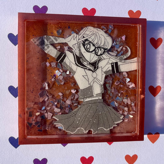 “V Superhero” Manga Resin Coaster