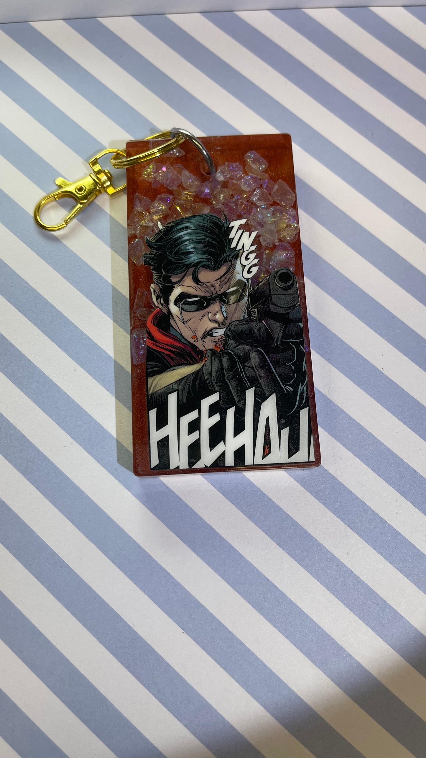 Red Large Comic Book Resin Keychain