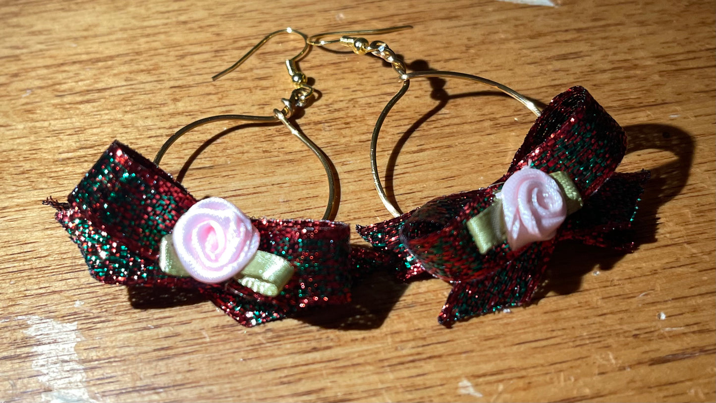 Christmas Rose Bow Earrings