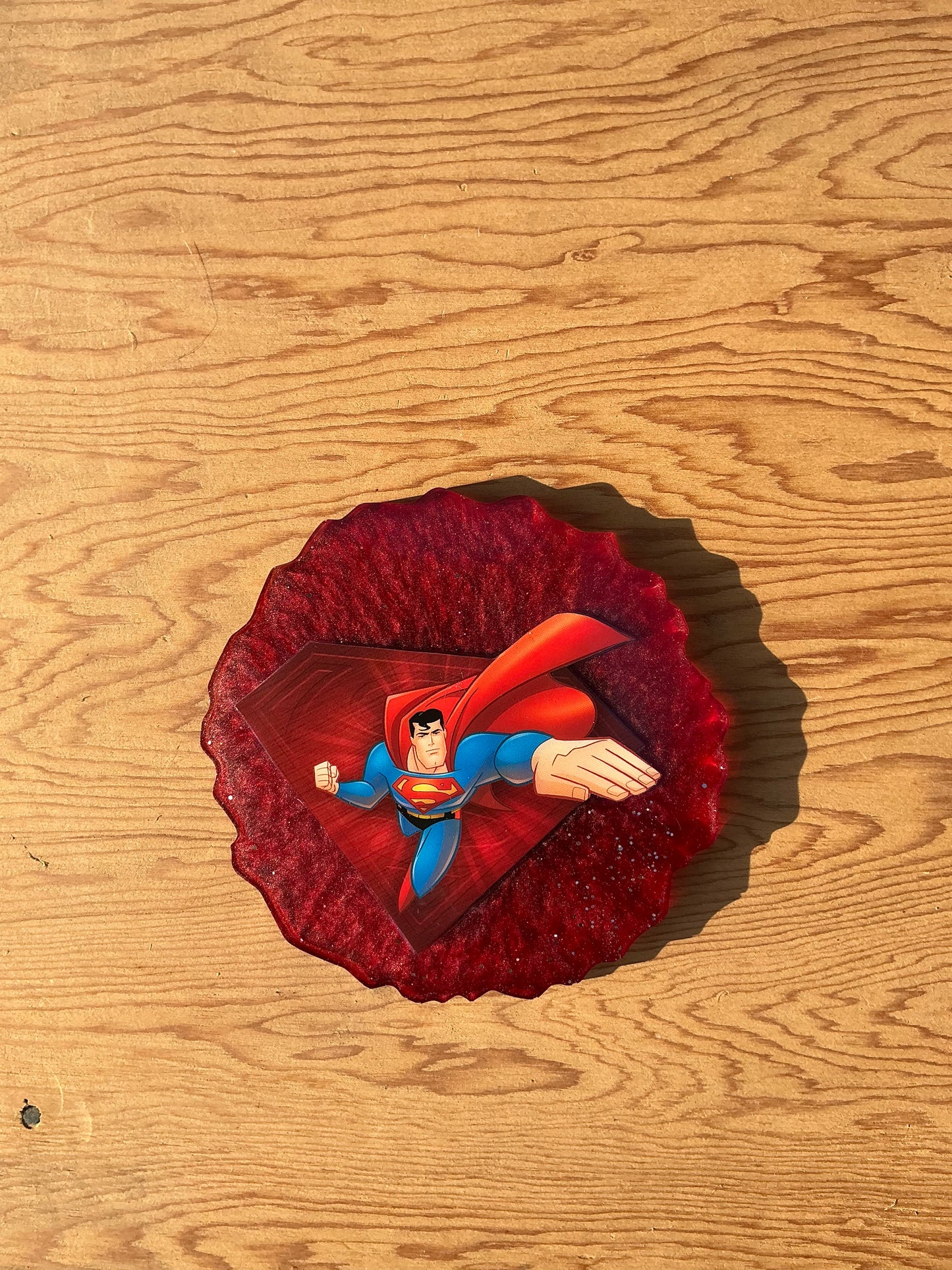 Red Diamond Hero Comic Book Resin Coaster