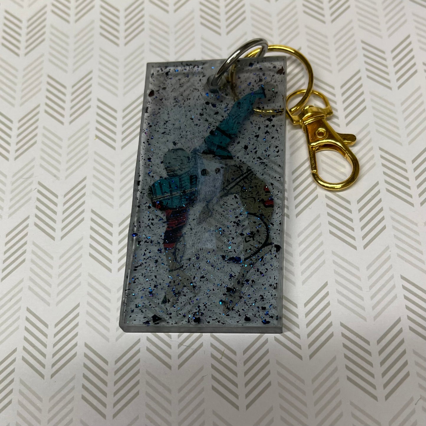 Grey Comic Book Resin Keychain