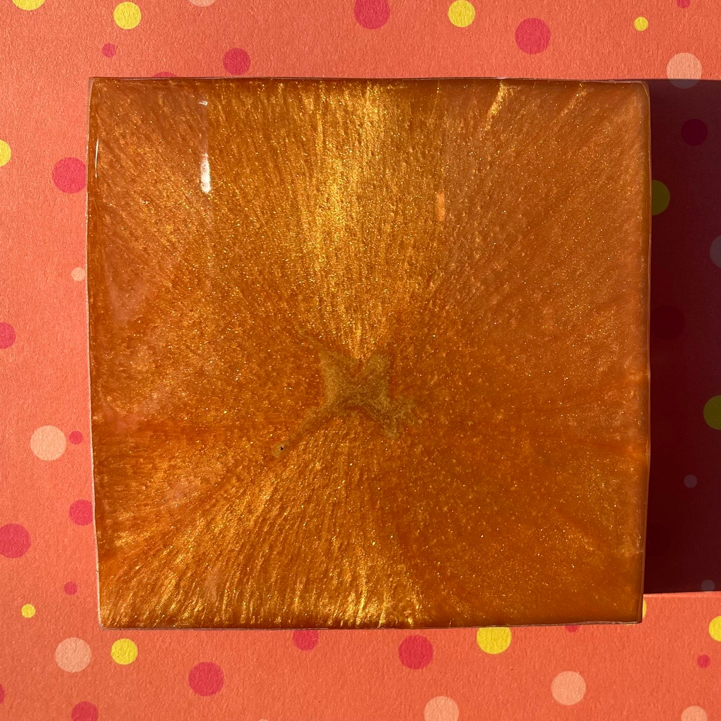 Blue, Red and Gold Comic Book Resin Coaster