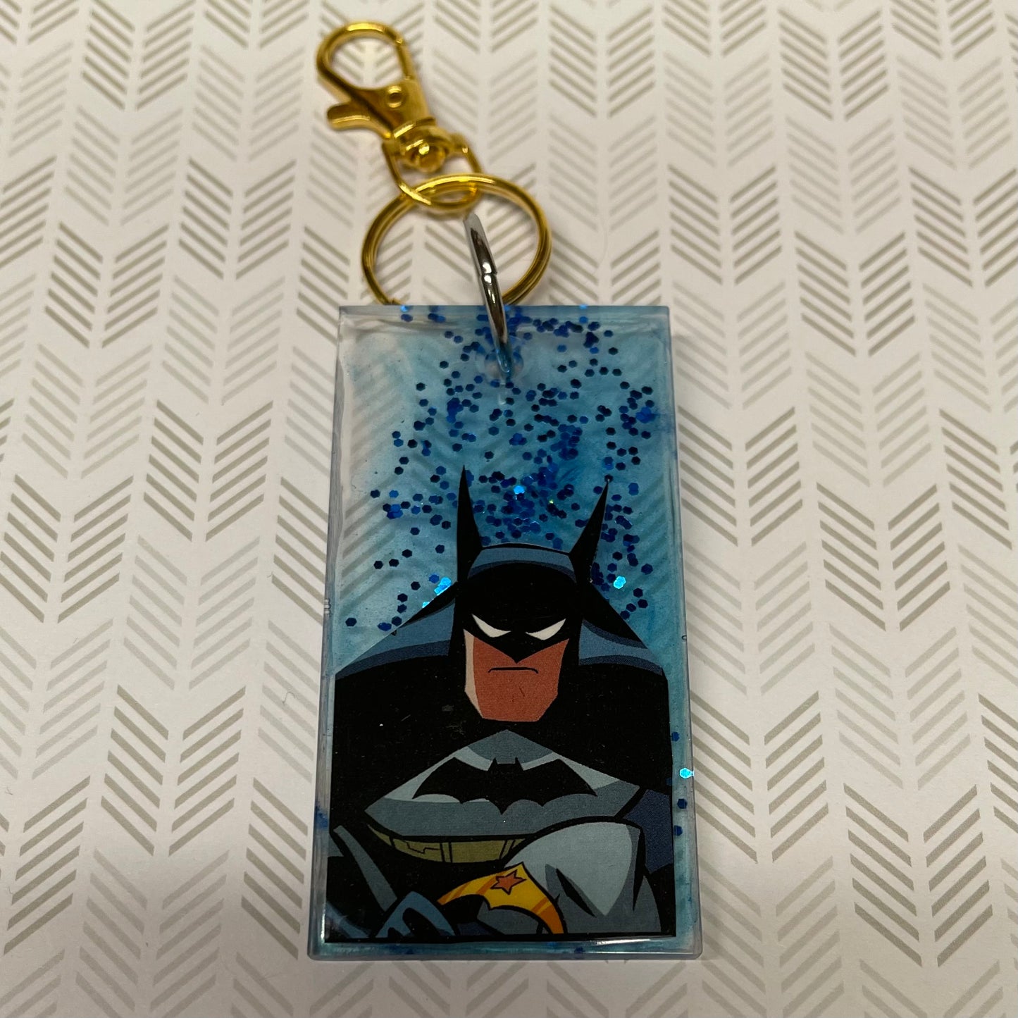 Bat-Themed Comic Book Resin Keychain