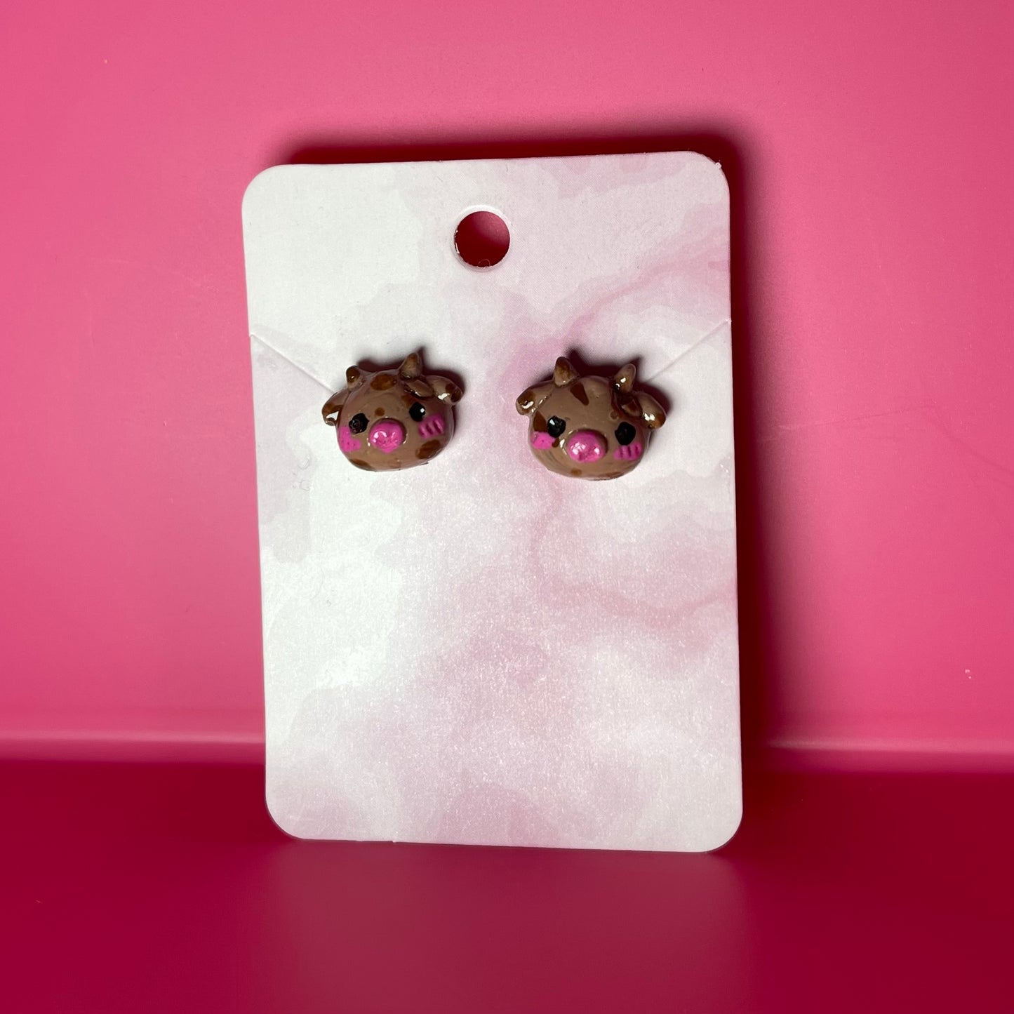 Chocolate Milk Cow Stud Earrings