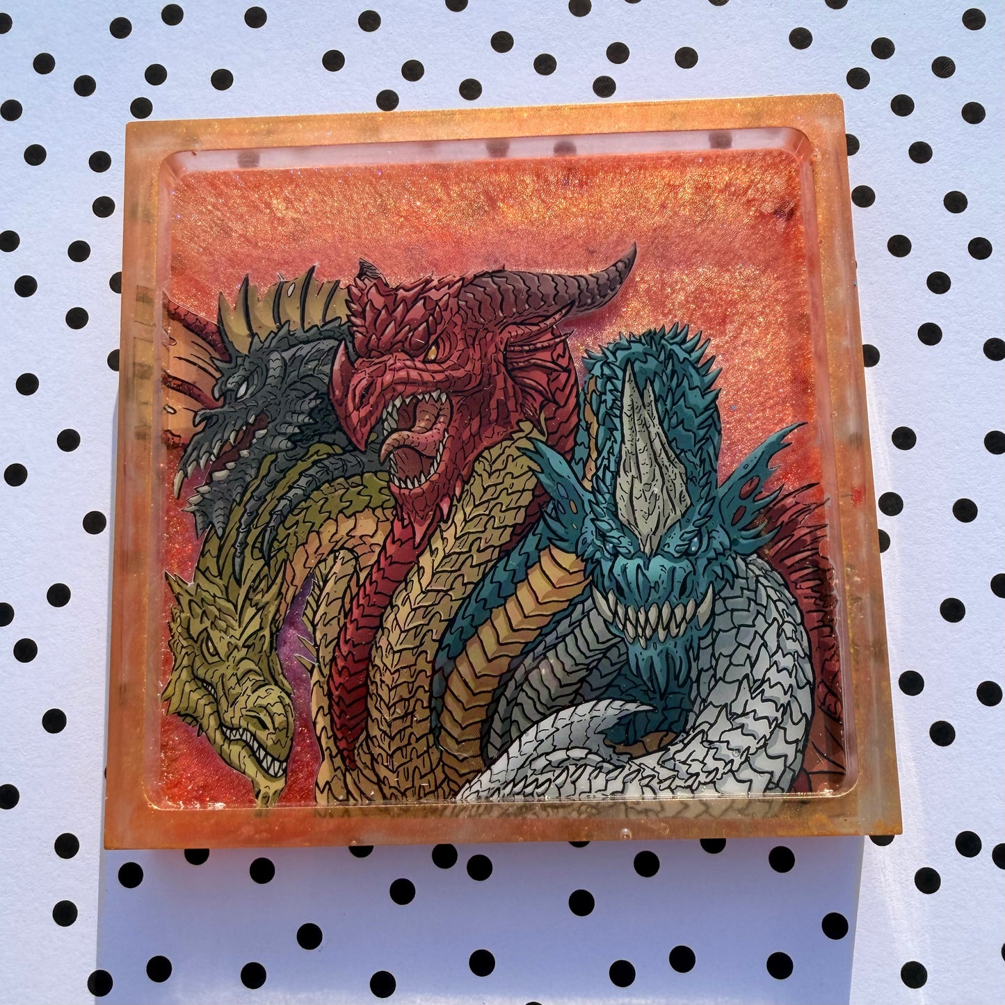 Scary Dragon Comic Book Resin Coaster