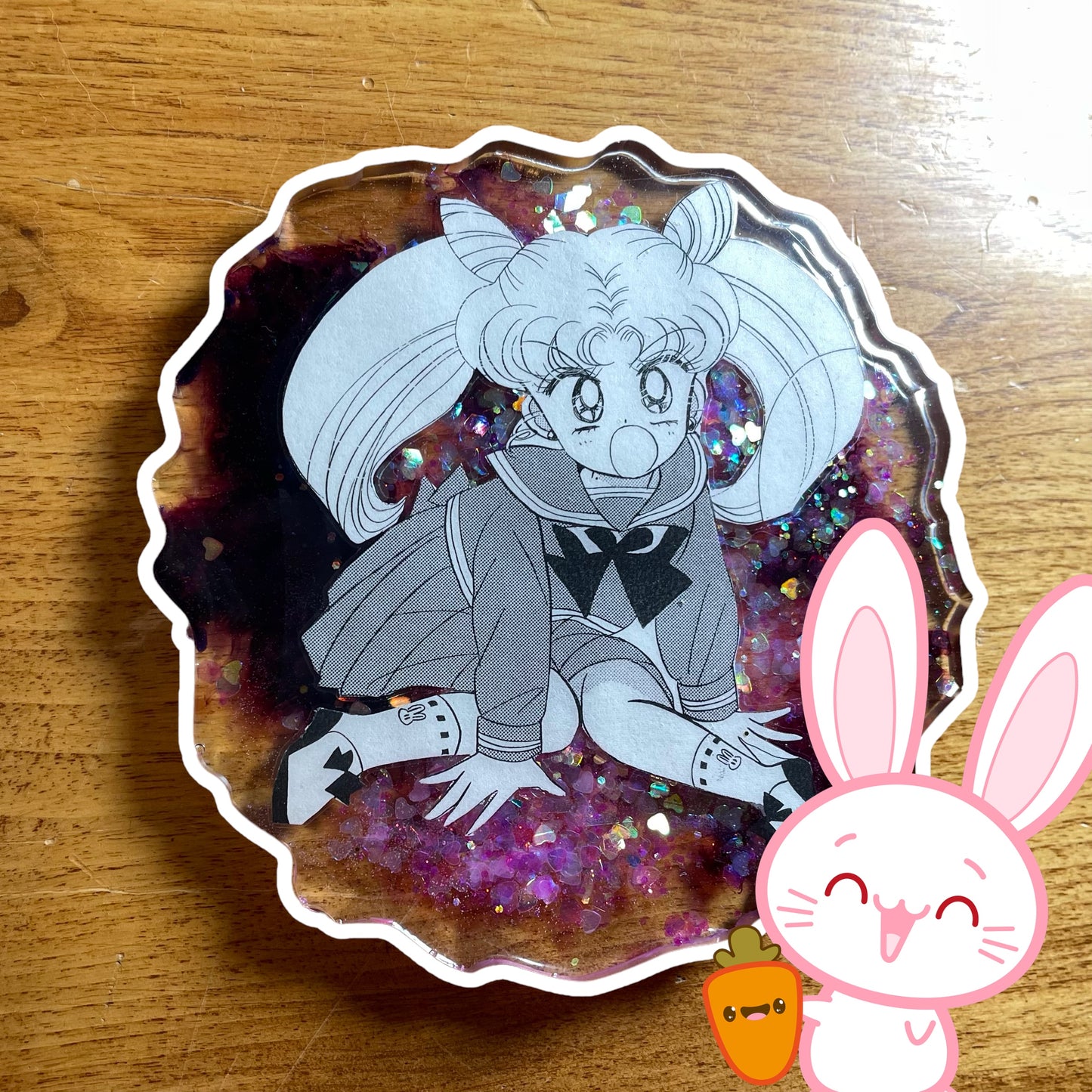 Angry Chibi Rabbit Moon Girl Coaster
