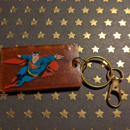 Super Comic Book Resin Mini Keychain