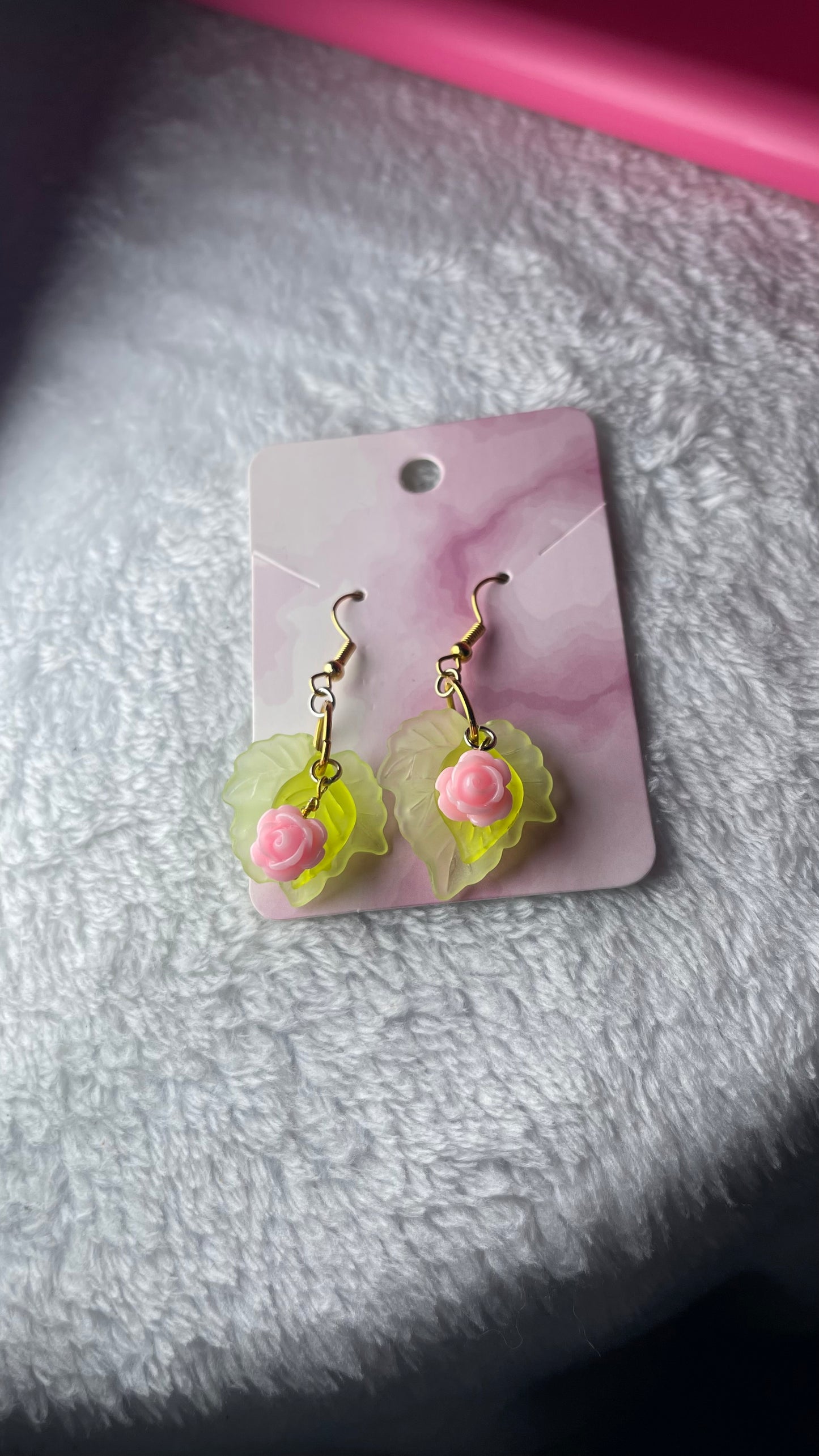 Double Leaf Rose Earrings